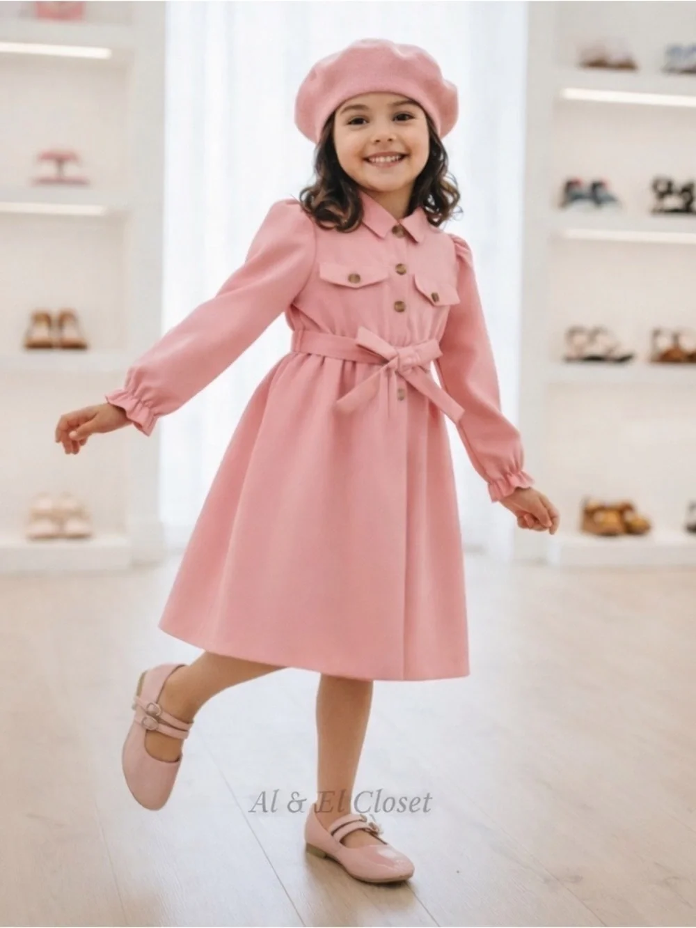 Cat & Jack Pink Double Strap Pink Flats | Sz 2 l Vegan | New With Tags l No Box